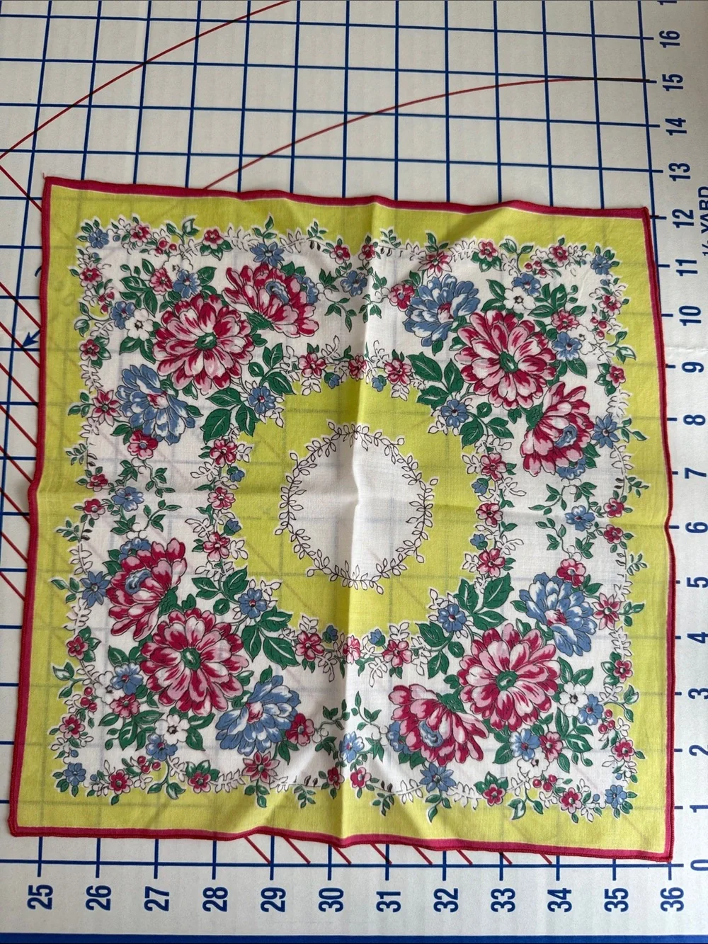 Lot of 3 Vintage Floral Cotton Handkerchiefs Pink Roses Cottagecore